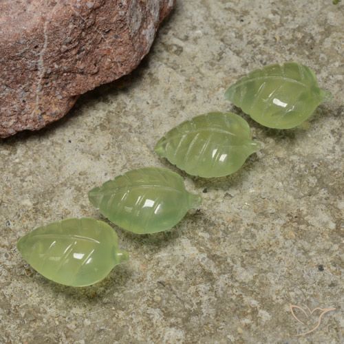21.50ctw Natural Verde pera pálido Prehnite, Corte Flor, Transparente