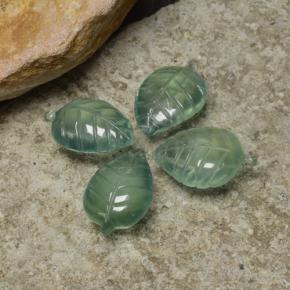 Gemas de prehnita verde natural de 29,40 ct, corte flor, transparente