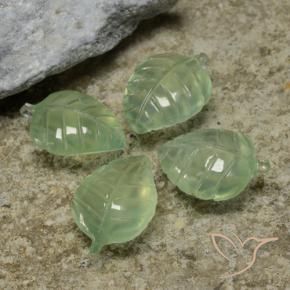 Gemas de Prehnite Verde pera pálido natural de 25.87 ct, Corte Flor, Transparente