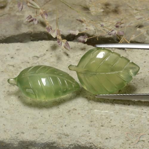Gemas de Prehnite Verde medio natural de 17.34 ct, Elegante, Translúcido
