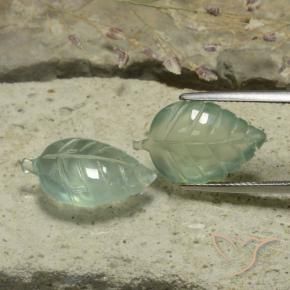 Gemas de Prehnite Verde muy claro natural de 16.04 ct, Corte Flor, Translúcido
