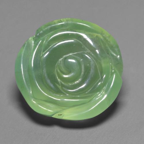 Prehnita verde natural de 14,74 ct, corte flor, translúcido