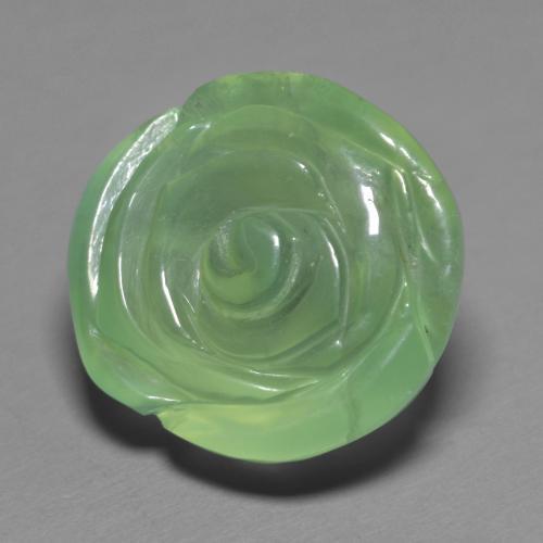 Prehnita verde natural de 14,74 ct, corte flor, translúcido
