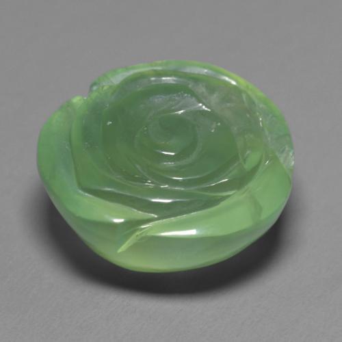 Prehnita verde natural de 14,74 ct, corte flor, translúcido