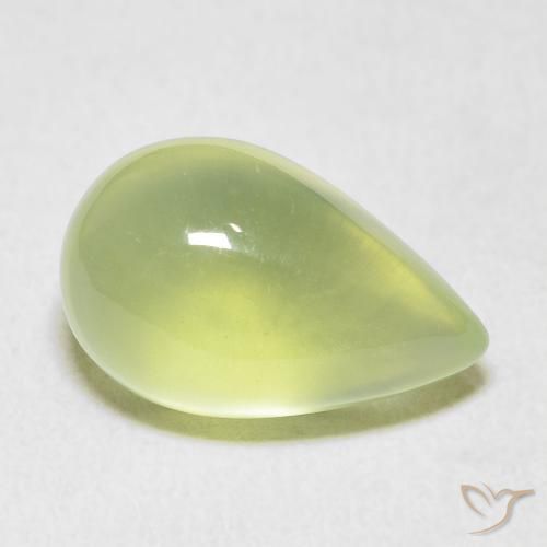 Prehnite Verde lima natural de 7.33 ct, En forma de pera, Transparente