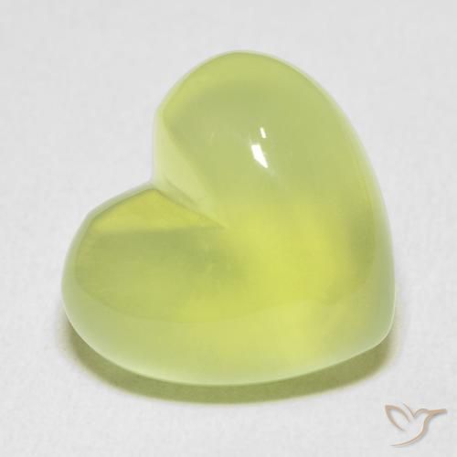 Prehnite Verde lima natural de 18.22 ct, Corazón, Transparente