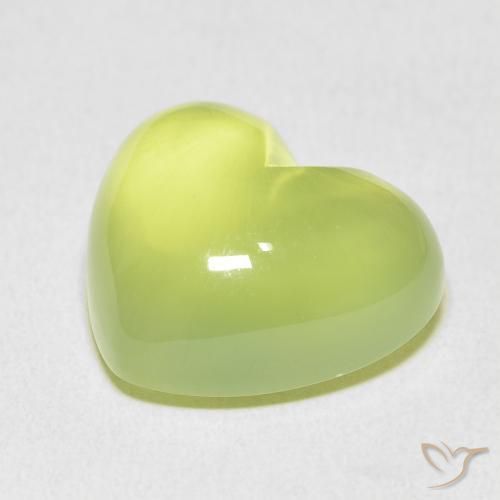 Prehnite Verde lima natural de 18.22 ct, Corazón, Transparente