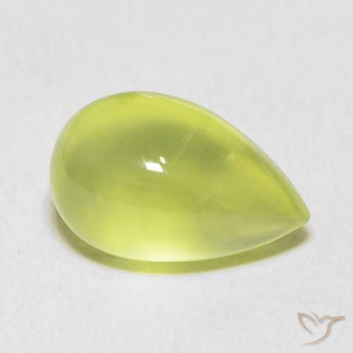 Prehnite Verde lima natural de 5.66 ct, En forma de pera, Transparente