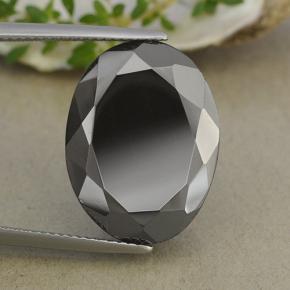 Pirita negro y gris metálico natural de 27,64 ct, corte óvalo, opaco