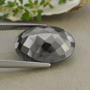 Pirita negro y gris metálico natural de 27,64 ct, corte óvalo, opaco