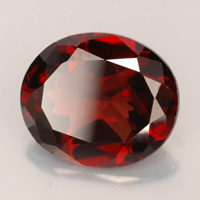 Granate piropo rojo natural de 5,39 ct, corte óvalo, VS