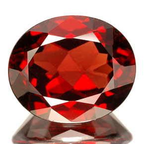 Granate piropo rojo natural de 5,87 ct, corte óvalo, VVS-VS
