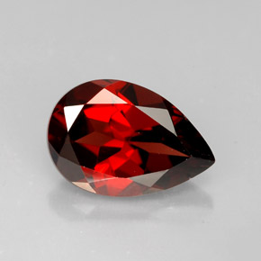 Granate piropo rojo natural de 2,22 ct, en forma de pera, VVS-VS