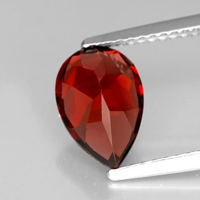 Granate piropo rojo natural de 2,22 ct, en forma de pera, VVS-VS
