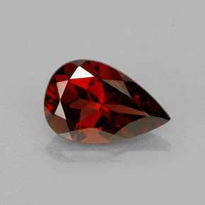 Granate piropo rojo natural de 1,50 ct, en forma de pera, VS
