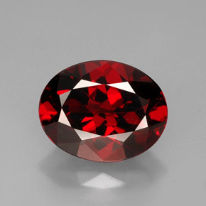 Granate piropo rojo natural de 3,27 ct, corte óvalo, VS
