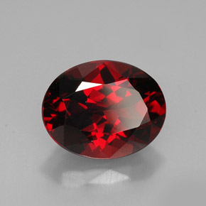 Granate piropo rojo natural de 3,27 ct, corte óvalo, VS