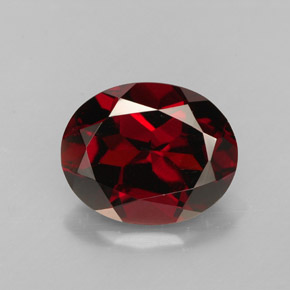 Granate piropo rojo natural de 3,36 ct, corte óvalo, VS