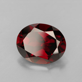 Granate piropo rojo natural de 3,36 ct, corte óvalo, VS