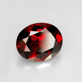 Granate piropo rojo natural de 2,86 ct, corte óvalo, VS