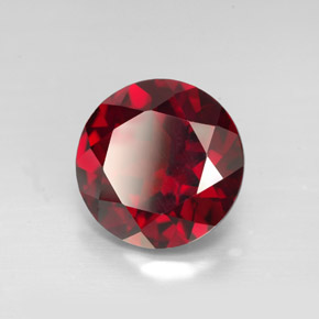 Granate piropo rojo natural de 3,40 ct, corte redondo, VVS-VS