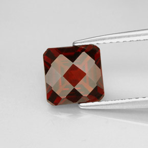 Granate piropo rojo natural de 2,07 ct, corte esmeralda, VVS-VS