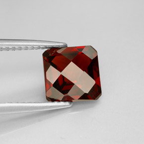 Granate piropo rojo natural de 2,07 ct, corte esmeralda, VVS-VS