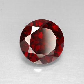 Granate piropo rojo natural de 3,28 ct, corte redondo, VS