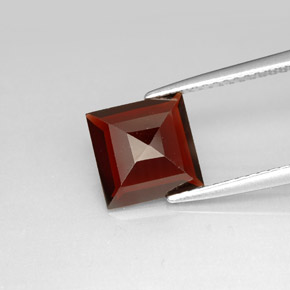 Granate piropo rojo natural de 2,31 ct, cuadrado, VS