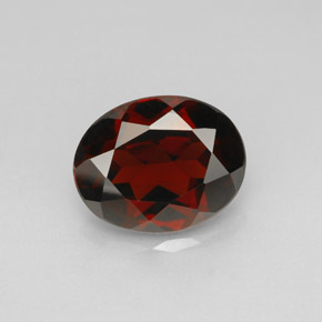 Granate piropo rojo natural de 2,98 ct, corte óvalo, VS