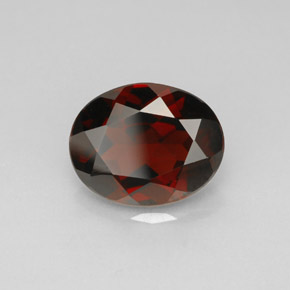 Granate piropo rojo natural de 2,98 ct, corte óvalo, VS