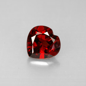 Granate piropo rojo natural de 1,32 ct, forma de corazón, VS