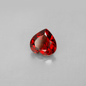 Granate piropo rojo natural de 1,31 ct, forma de corazón, VS