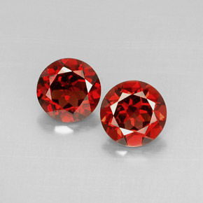 Gemas de granate piropo rojo natural de  ct, corte redondo, VVS-VS