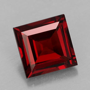 Granate piropo rojo natural de 1,42 ct, cuadrado, VS
