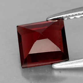 Granate piropo rojo natural de 1,42 ct, cuadrado, VS