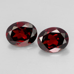 Gemas de granate piropo rojo natural de  ct, corte óvalo, VVS
