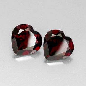 Gemas de granate piropo rojo natural de  ct, forma de corazón, VVS-VS