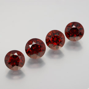 Gemas de granate piropo rojo natural de  ct, corte redondo, VVS-VS