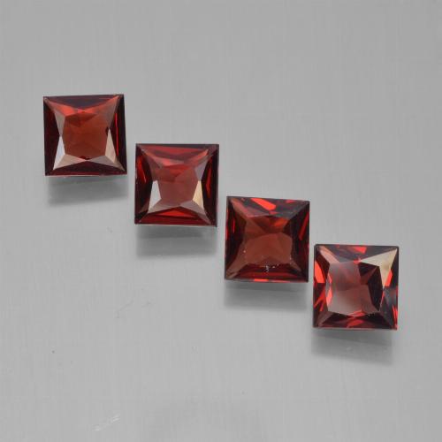 Gemas de granate piropo rojo natural de 2,37 ct, cuadrado, VVS-VS