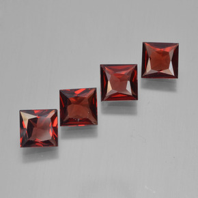 Gemas de granate piropo rojo natural de 2,37 ct, cuadrado, VVS-VS