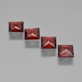 Gemas de granate piropo rojo natural de 2,37 ct, cuadrado, VVS-VS