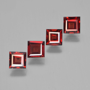 Gemas de granate piropo rojo natural de 2,68 ct, cuadrado, VS