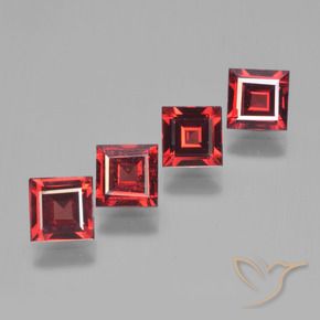 Gemas de Granate piropo Rojo medio natural de 2.76 ct, Cuadrado, VS