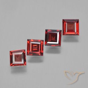 Gemas de Granate piropo Rojo medio natural de 2.44 ct, Cuadrado, VS