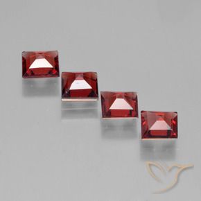 Gemas de Granate piropo Rojo medio natural de 2.44 ct, Cuadrado, VS