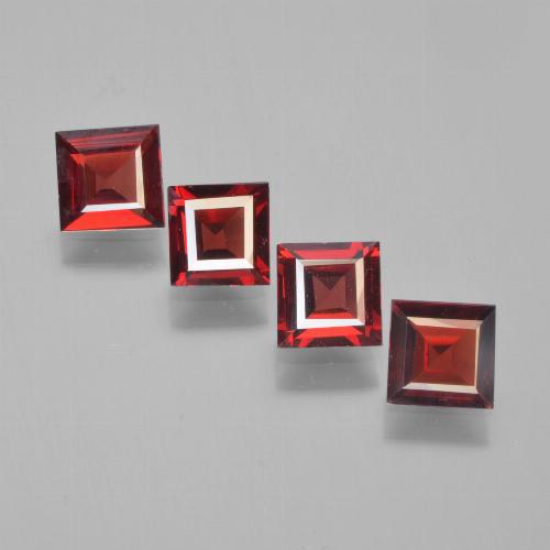 Gemas de granate piropo rojo natural de 2,38 ct, cuadrado, VS