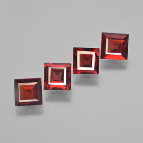 Gemas de granate piropo rojo natural de 2,38 ct, cuadrado, VS
