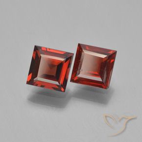 Gemas de Granate piropo Rojo grosella natural de 1.55 ct, Cuadrado, VS
