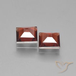Gemas de Granate piropo Rojo grosella natural de 1.55 ct, Cuadrado, VS